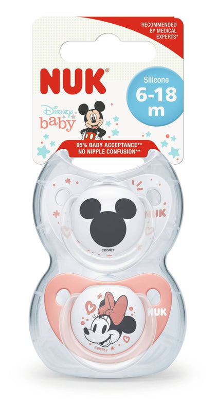זוג מוצצי נוק דיסני NUK Disney Baby | סיליקון 6-18 חודשים | מייני מאוס | 