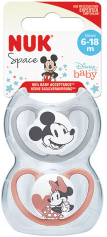 لهاية ديزني نوك المصنوعة من السيليكون من عمر 6 إلى 18 شهرًا - الراحة والجودة بتصميم ميني وميكي ماوس - قطعتان.
 نوك 